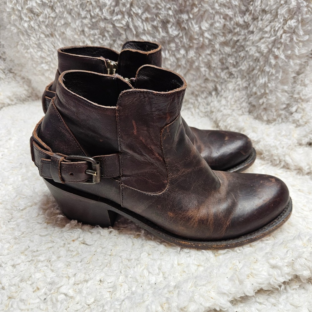 J.B. Dillon Oiled Leather Buckle Detail‎ Ankle Western Boots sz 9